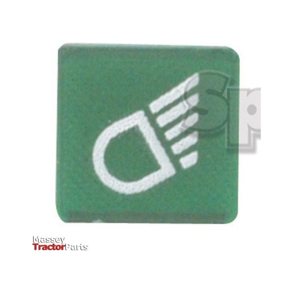 Green dashboard indicator icon for headlights with three white lines representing light beams, featuring the "Massey Tractor Parts" logo in the lower left corner. Ideal for adding a Sparex Rocker Switch Insert - Work Lights (Part No. S.57361) or enhancing your work lights setup.
