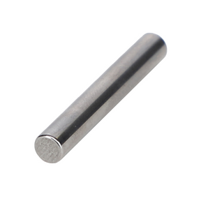 A cylindrical metal rod with a smooth surface and a rounded end, showcasing the quality akin to AGCO's Massey Ferguson Roller Final Drive - 3676252M1, lies horizontally.