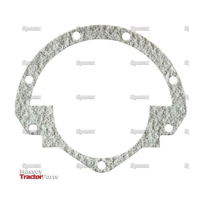 Round gasket with eight holes, labeled "Rope Seal Housing Gasket - 4 Cyl. | Sparex Part No.S.59696" and "Massey Tractor Parts," suitable for Perkins Engine or Massey Ferguson models.