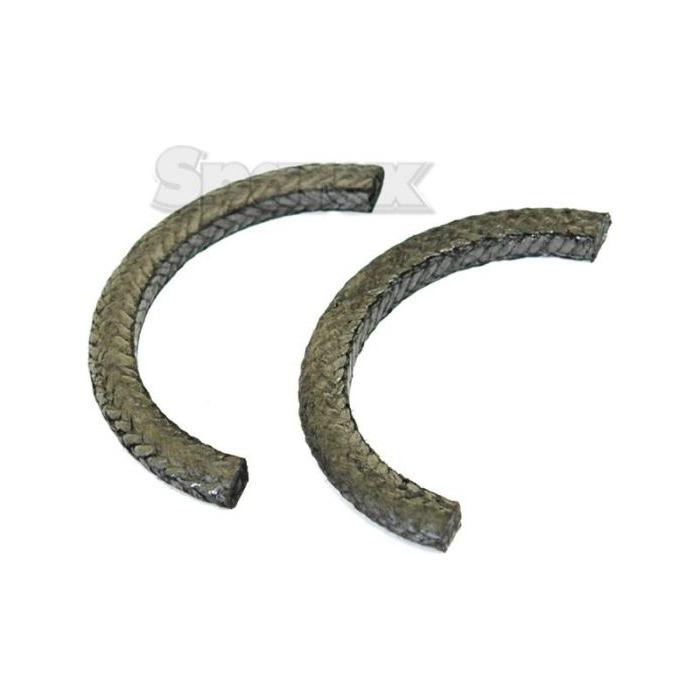 Two Rope Seal Sets (2 pcs.), under Sparex Part No. S.57542, are curved, braided graphite rope seals typically designed for industrial applications such as those in David Brown or Case IH machinery.