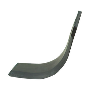 A black, curved metal Rotavator Blade with a flat end and a single 12.5mm mounting hole near the top, compatible with Sovema 900111002.