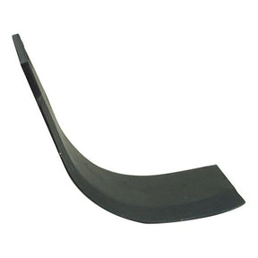 A black, curved metal part, identified as a Rotavator Blade Curved RH 80x7mm from Sparex, likely a component of a larger mechanical or industrial assembly, shown against a white background.