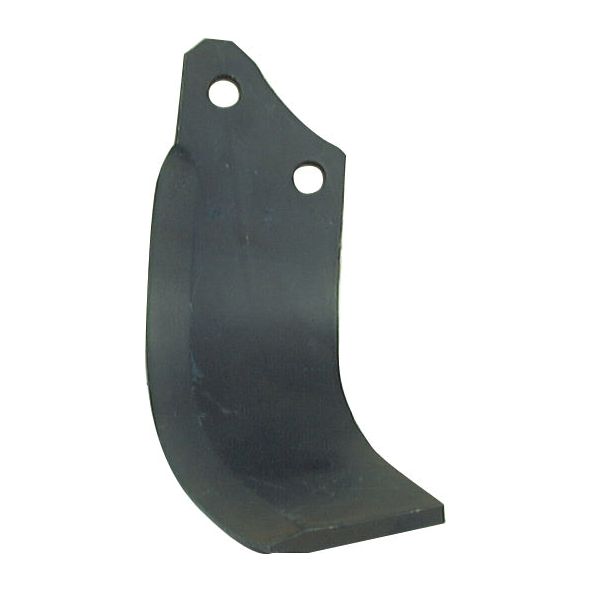 A Sparex Rotavator Blade Curved RH, 80x8mm with a height of 225mm, hole centers of 56mm, and a hole diameter of 14.5mm, likely used as a replacement part for garden tillers or similar machines, is compatible with Maschio part number 01110426 (Sparex Part No.S.77274).