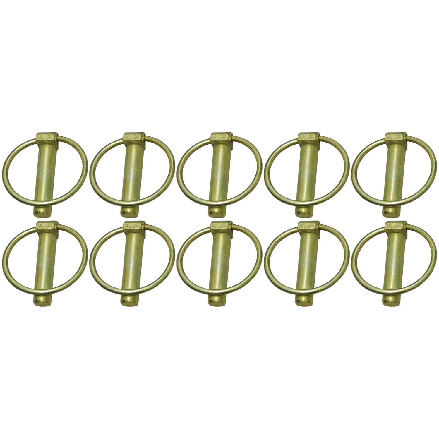 Ten Sparex Round Linch Pins, Pin Ø11mm x 44.5mm, each featuring circular rings and neatly arranged in two rows of five (Sparex Part No. S.5206).