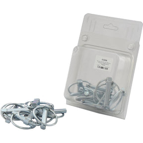 A pack of Sparex Round Linch Pins, each with a diameter of 9.5mm and length of 44.5mm, with some pins displayed outside the transparent plastic packaging (Sparex Part No.S.5209).