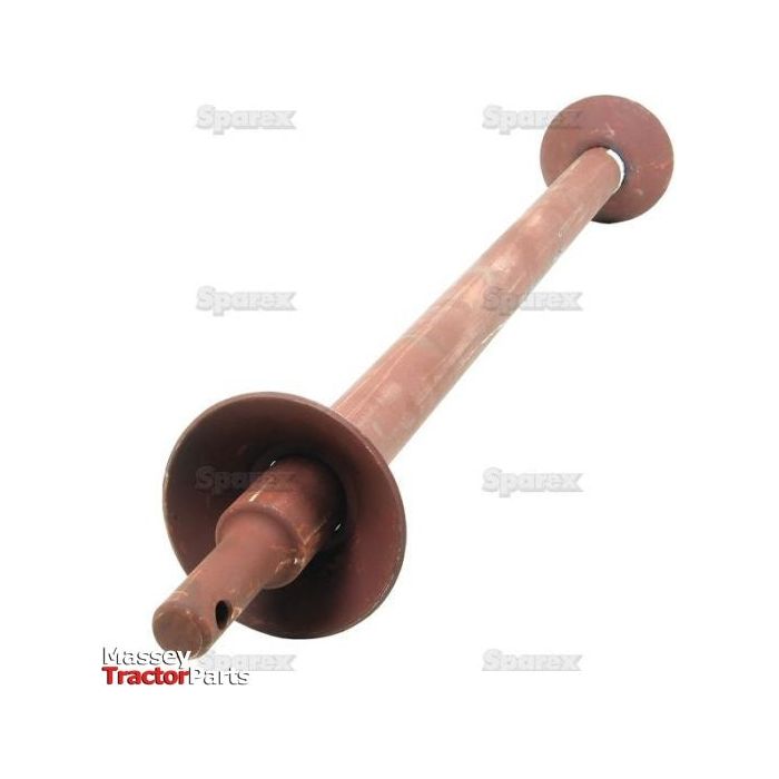 A close-up of a brown tractor part on a white background, labeled "Sparex". The Round Linkage Bar with Weld on Cups - Cat. 2 - 950mm (Sparex Part No. S.29142) is prominently featured, highlighting its robust design and attention to product specifications.