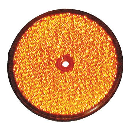 Sparex Round Reflector - S.8896 is a circular, reflective amber safety marker measuring 86mm with a small hole in the center.