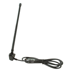 Introducing the Radio Aerial (Sparex Part No. S.71173) by Sparex: a sleek black rubber antenna featuring a coiled wire and base connector, with an organized cable extending to the right.