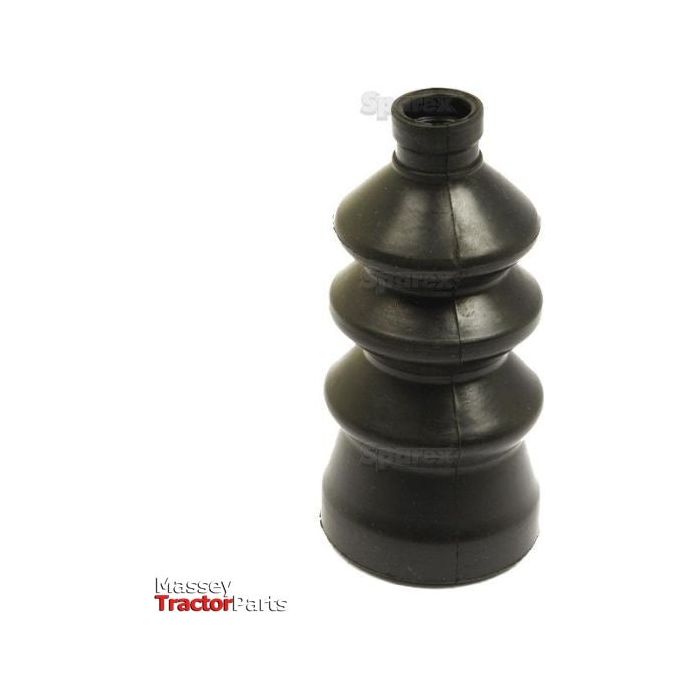 Black rubber boot for gear lever, compatible with Massey Ferguson tractors, featuring a series of accordion-like ridges common in automotive parts. Available as Sparex Part No. S.43148 under the Sparex brand. Logo of "Massey Tractor Parts" visible in the corner.