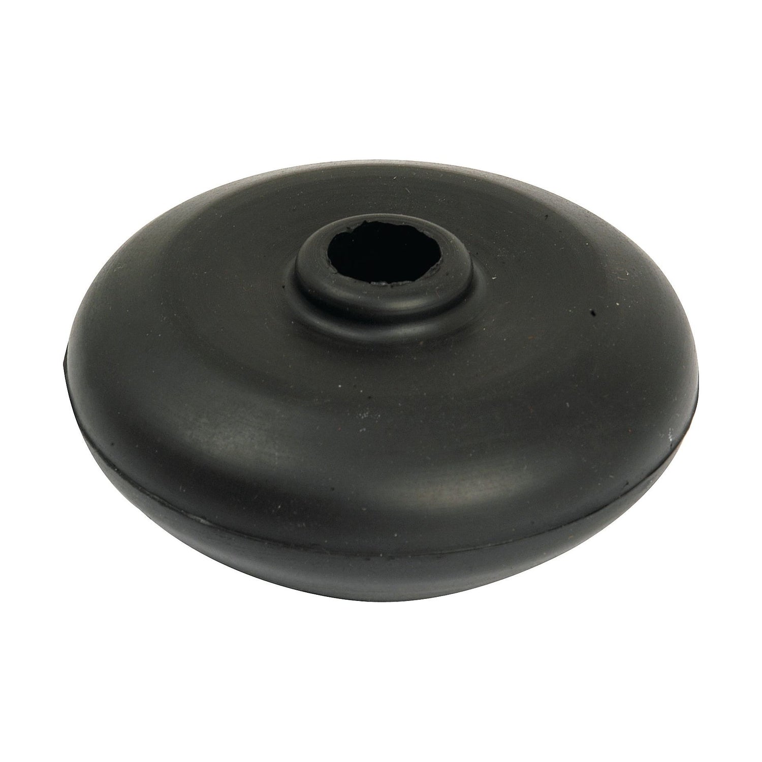 A Sparex Rubber Boot for Gear Lever (Part No. S.58717), in black rubber with a central hole, viewed from an upper angle, perfect for Leyland or Nuffield tractor enthusiasts.