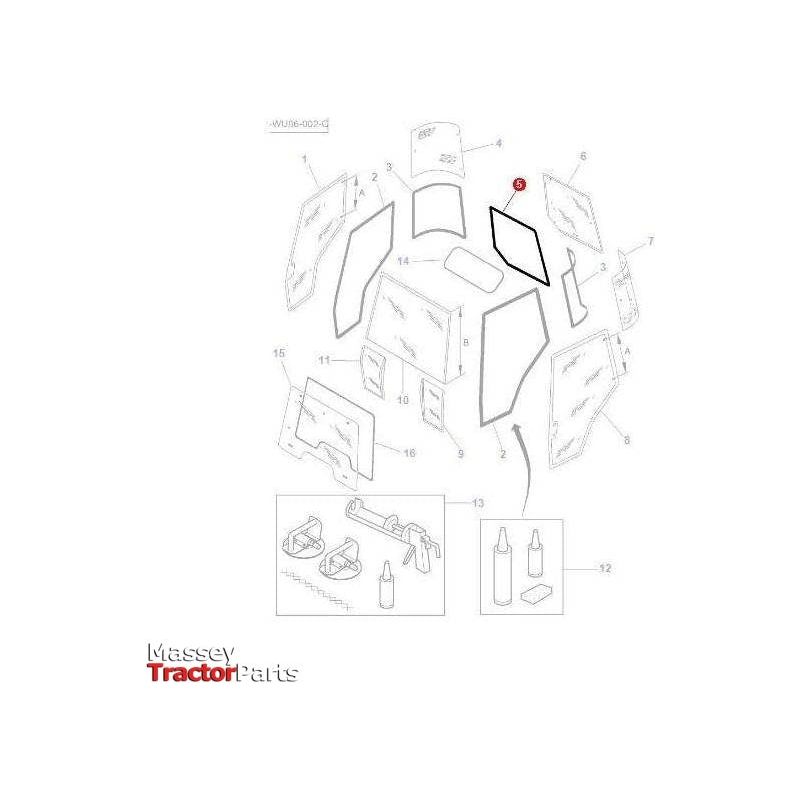 Massey Ferguson Rubber Seal - 3902144M1 | OEM | Massey Ferguson parts | Cab Trim-Massey Ferguson-Cab Glass & Glazing Tools,Cabin & Body Panels,Farming Parts,Glazing Tools,Tractor Parts