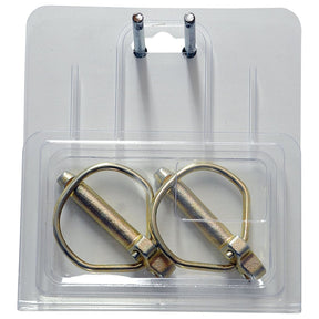 Two Rűbig Safety Linch Pins, each with a diameter of 10.5mm and a length of 46mm, featuring circular clips and packaged in clear plastic as part of the Agripak (Sparex Part No.S.22538), branded by Sparex, against a white background.