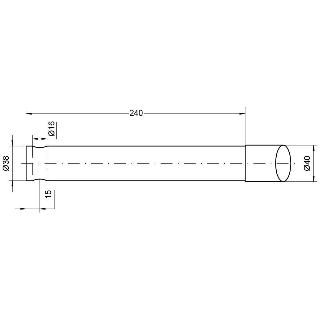 Technical drawing of the Loader Tine - Straight 1000mm (Star) with a diameter of 40 mm and length of 240 mm, featuring various measurements and dimensions marked in millimeters, including the Pin Fitting specifications. This product fits as: 197719 - S.78037 by Sparex.