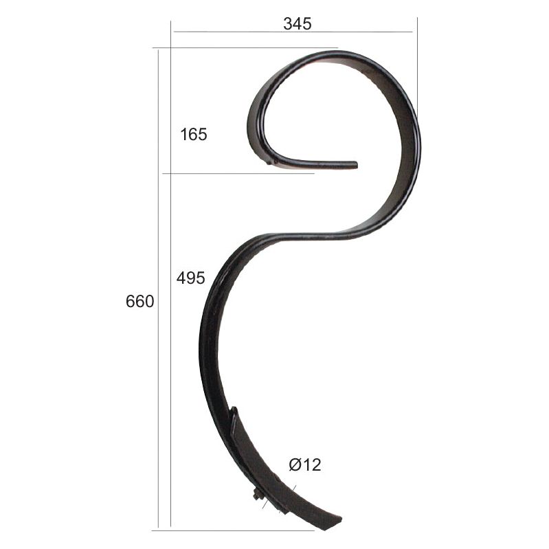 Sparex S Tine 45x12x700mm - S.77123 with an overall height of 700mm, a width of 45mm, and a 12mm diameter detail.