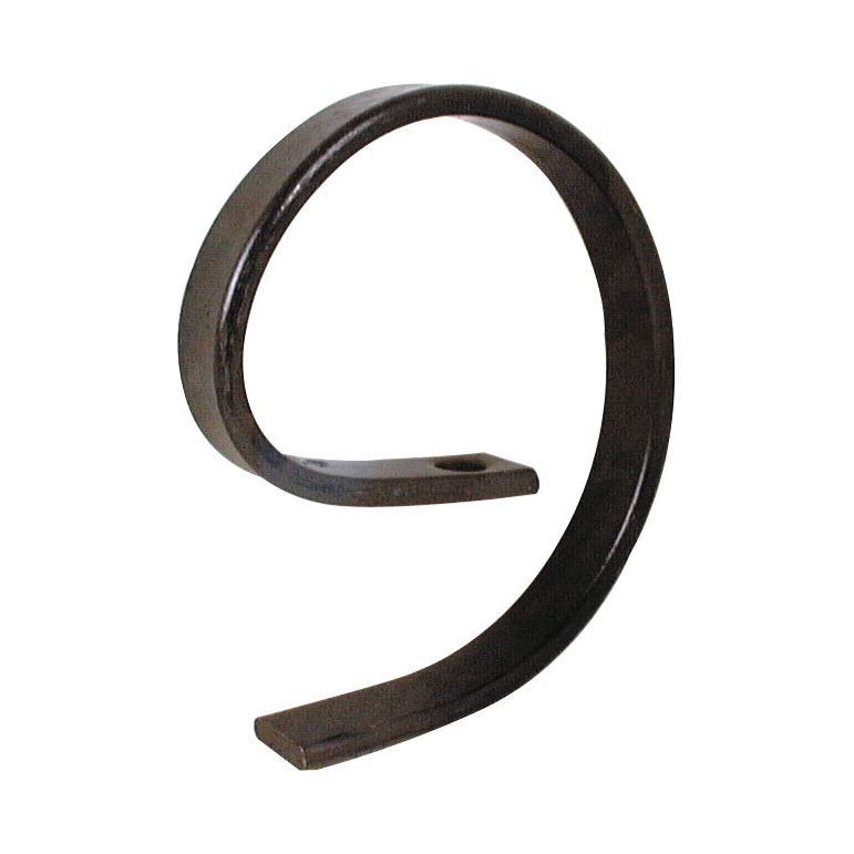 The Sparex S Tine Helper 32x10mm, Part No. S.77118, is a black steel bracket with a hole for mounting and features a curved, looped shape, making it ideal for Sparex and Universal Tractors.