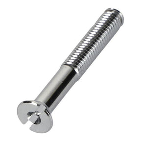 Close-up of an AGCO metallic slotted flat head screw, part number 1860172M1, with a partially threaded shank, compatible with Massey Ferguson 100 Series.