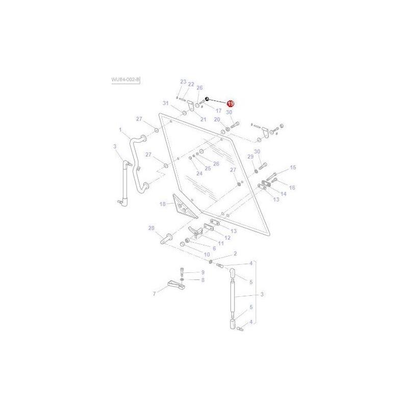 Diagram displaying various mechanical parts and their corresponding numbers, arranged in an exploded view for assembly reference of Massey Ferguson equipment with discontinued parts, including the AGCO-branded Massey Ferguson Screw Cap 3805999M1, and aftermarket alternatives.