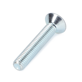 A silver, metal flat head screw with a threaded shaft, suitable for use in Massey Ferguson 300 Series tractors, branded as the AGCO "Massey Ferguson - Screw Door Handle - 3476154M1".