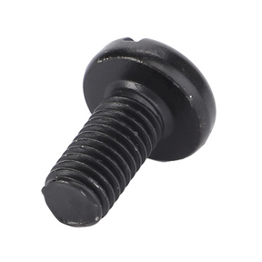 A close-up image of the AGCO Massey Ferguson - Screw Fixing (3595612M1), a black metal bolt with a wide flat head and threaded body, commonly used in the Massey Ferguson 300 Series tractors.