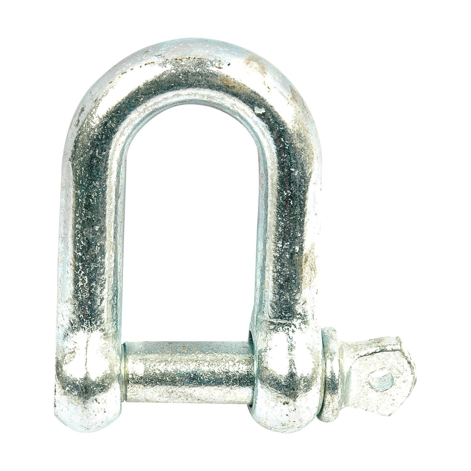 A Screw Type D Shackle with a 16mm pin diameter and 30mm jaw width, crafted from galvanised mild steel by Sparex (Part No. S.4179).