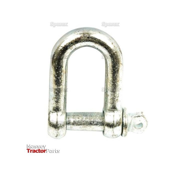 A Screw Type D Shackle with a 19mm pin diameter and a 37mm jaw width, made from galvanized mild steel and commonly used in rigging and lifting applications, is shown. The product, Sparex Part No. S.4664 by the brand Sparex, is displayed against a white background.