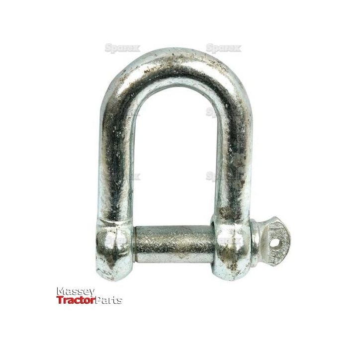 A Sparex Screw Type D Shackle with a pin diameter of 25.4mm and a jaw width of 50mm, commonly used for securing heavy loads or towing applications. This shackle features the Massey Tractor Parts logo in the corner and is available via Sparex under part number S.4666.
