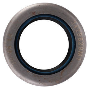 A close-up of a circular metal object with an inner blue ring and the marking "3428829M1" engraved on its surface. Resembling parts found in Massey Ferguson tractors, particularly the 200 Series, the object appears to be slightly worn. The product is identified as a Massey Ferguson Seal under brand AGCO.