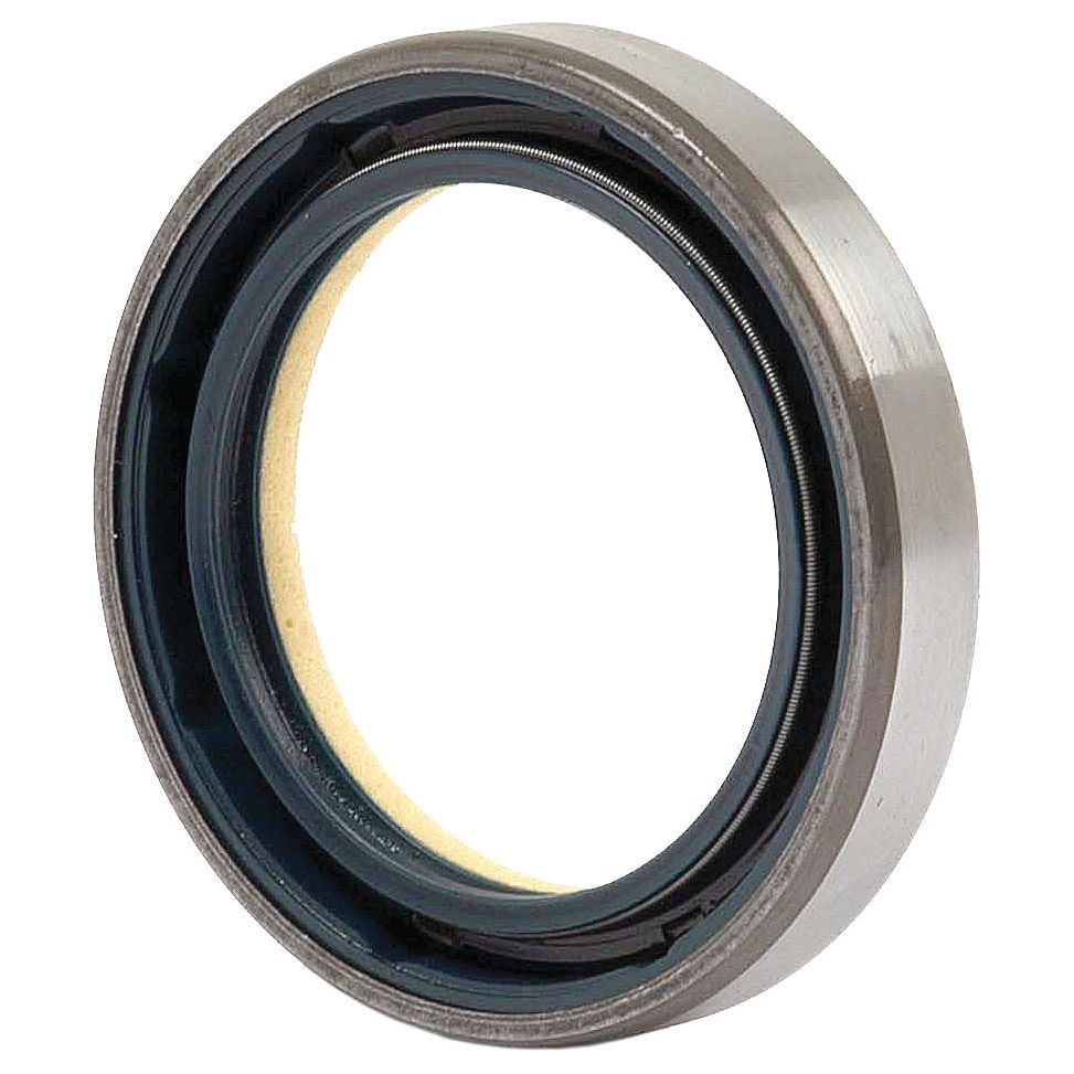 The Seal - 4WD Hub | Sparex Part No.S.41755 is a circular metal and rubber mechanical seal with an open center hole, designed to prevent fluid leakage in machines. It offers perfect compatibility with Case IH equipment and features the quality construction of the Sparex brand.