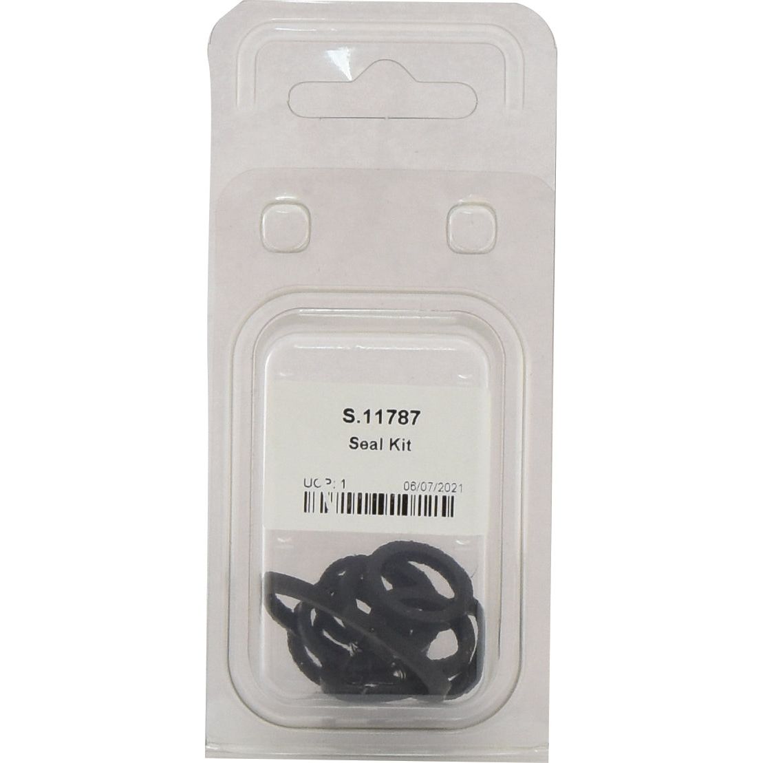 The packaged "Seal Kit (Remote Control Block For A.S.C. Valve)" labeled as "Sparex Part No. S.11787" contains visible black seals inside a clear plastic compartment and is designed specifically for Ford/New Holland tractors.