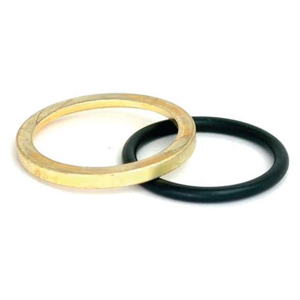 Two circular rings are pictured: one metallic and gold in color with specifications of 16mm, and the other black, made of rubber or a similar material from the Sparex Seal Kit (Sparex Part No. S.35753).