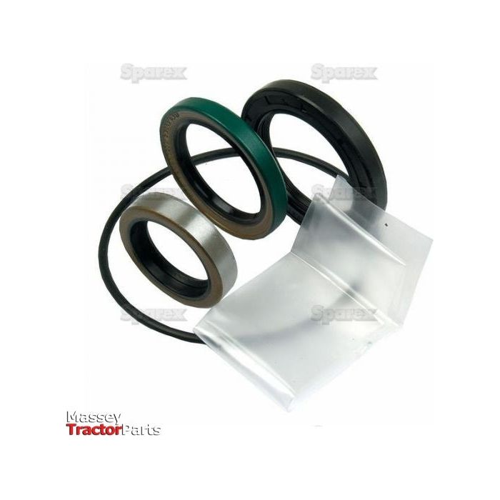 A set of Seal Kits for IPTO Shaft repairs, featuring three circular seals in plastic packaging. The "Massey Tractor Parts" and "Sparex" brand logos are prominently displayed in the image, making it perfect for your Case IH or IPTO Shaft needs. This product is labeled as Sparex Part No.S.57886.