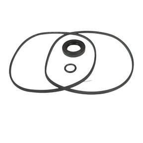 Image of a Sparex Seal Kit (Hydraulic Pump) | Sparex Part No.S.57972, featuring two large oval gaskets, one small circular gasket, and a large circular gasket for the hydraulic pump, displayed against a white background.