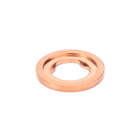 A small, round copper Fendt - Sealing Washer - F716200710060 with a central hole, placed on a white background, reminiscent of the precision found in AGCO's Fendt models farming equipment.