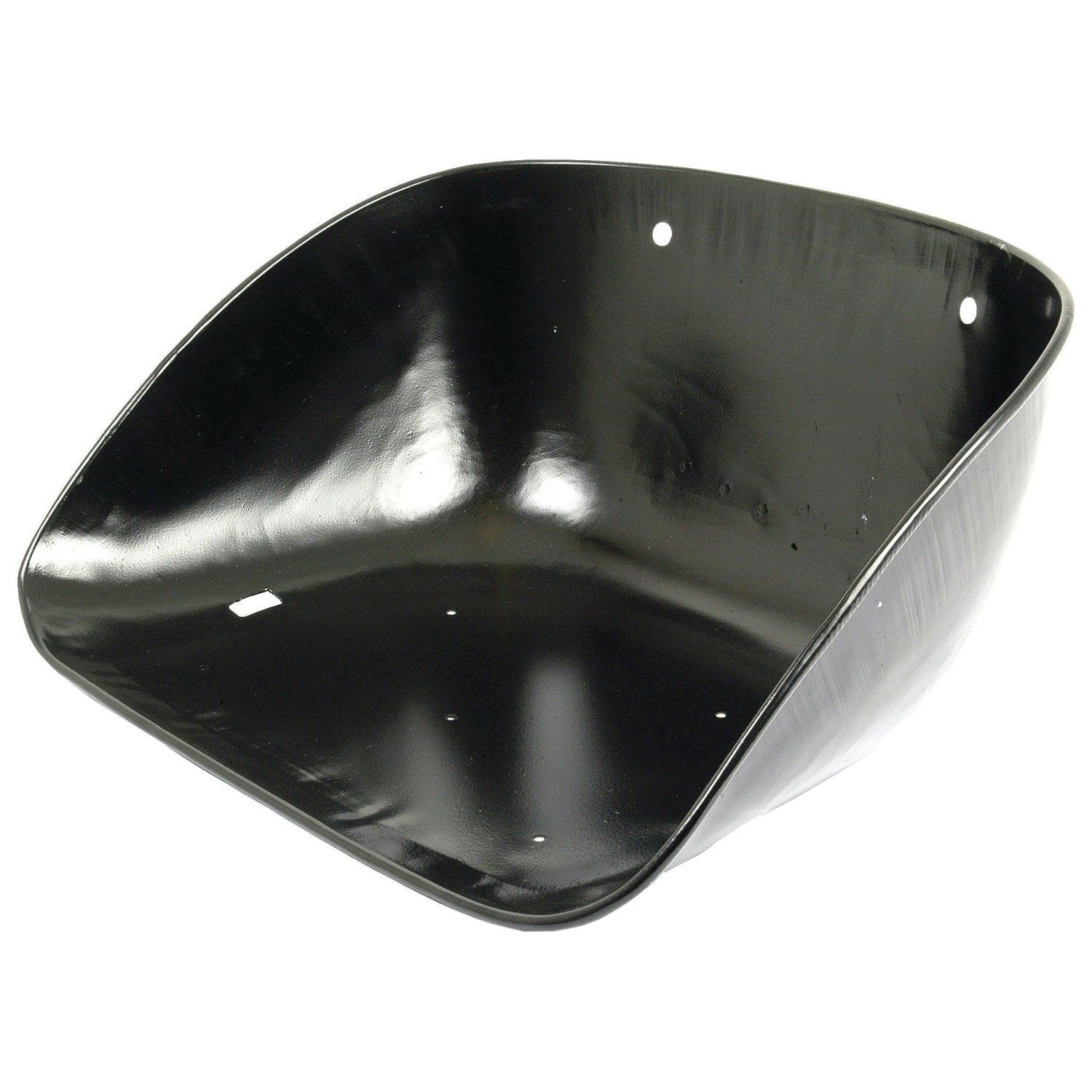 The Sparex Seat Assembly, Sparex Part No. S.61144, features a black plastic tray with a smooth, curved interior and multiple mounting holes on the sides for attaching to handles, making it ideal for use with Massey Ferguson equipment.