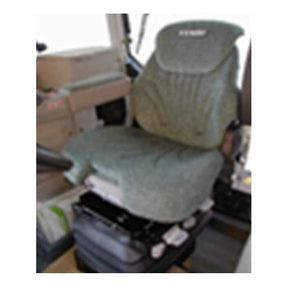 A green AGCO fabric-covered driver's seat with armrests and an adjustable cushion, featuring the Fendt - Seat Cover - X991450001000, is ideal for installation in a vehicle's cockpit.