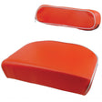 Two orange seat cushions with white piping, one rectangular and the other trapezoidal. These Seat Cushion & Back Rest sets (Sparex Part No. S.67197) from Sparex are designed for comfort and style.