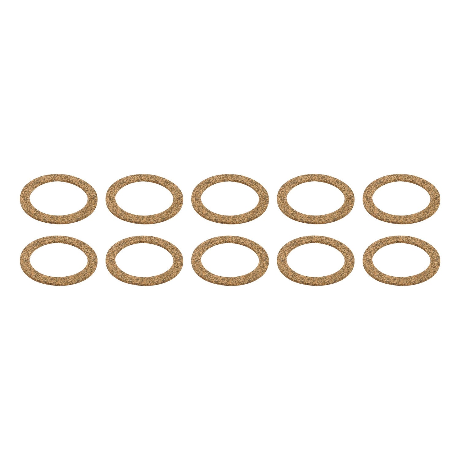 Ten Sediment Bowl Gaskets (Sparex Part No. S.61508), ideal for an Allis Chalmers sediment bowl, are arranged in two neat rows against a pristine white background.