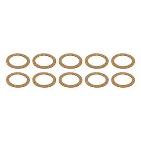 Ten Sediment Bowl Gaskets (Sparex Part No. S.61508), ideal for an Allis Chalmers sediment bowl, are arranged in two neat rows against a pristine white background.