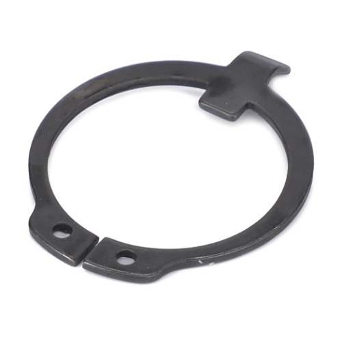 The AGCO Massey Ferguson - Segment - 3426957M1 is a circular metal retaining ring designed specifically for Massey Ferguson tractors. It features two small holes near the ends and an extended tab at the top, and it is made from durable 300 Series stainless steel.