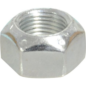 A close-up image of the Sparex Self Lock Nut F10 5/8'' UNF (Sparex Part No. S.77856) showcasing its detailed internal threading for precise fastening purposes in various assemblies.