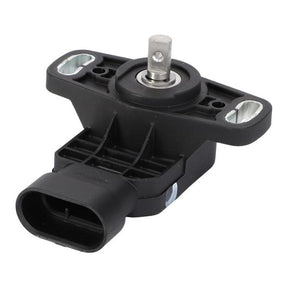 A close-up of the AGCO Massey Ferguson - Sensor - 4359720M2, showcasing its black exterior with a metal shaft and electrical connector. Compatible with Massey Ferguson models 4707 and 4710, this sensor features two mounting holes on the sides.