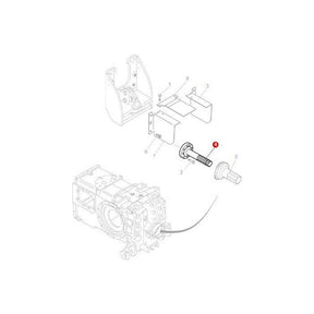 A technical diagram showing an exploded view of AGCO Massey Ferguson tractor parts, including a housing, mounting brackets, the Shaft 540rpm 6 Spline (part number 3716018M2), and additional components labeled with numerical indicators.
