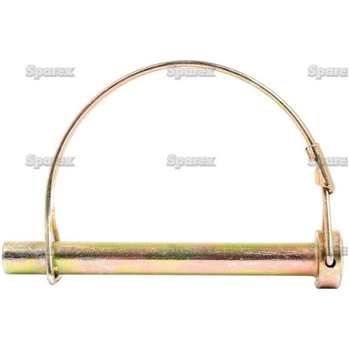 A close-up view of the Shaft Locking Pin, featuring a 9.5mm diameter and 57mm length, equipped with a circular wire clip for securing equipment parts. The image carries a watermark that reads "Sparex," corresponding to Sparex Part No.S.273.