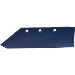 A blue metal implement blade from Sparex, specifically the Share - LH, 16'' (405mm), (Gregoire Besson) with three square bolt holes, ready for nuts and bolts fasteners.