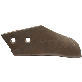 A rusted metal plow blade with two rectangular holes near the top edge, ideal for 300 SERIES attachments or Sparex-compatible fasteners like the Share - LH (Ransomes) to fit as PASC545, branded as Sparex Part No. S.127716.