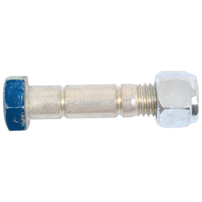 A blue-painted, 5/8'' x 86mm Shear Bolt with a Grade 8.8 rating and a hexagonal nut on one end, designed as part of the Sparex Dowdeswell 900481 series (Sparex Part No.S.14832).