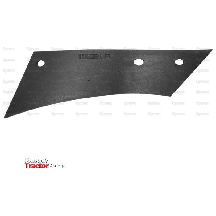 A black metal plate with three holes, displayed against a gray background. The text "1136699" is visible on its surface, along with the Sparex logo in the lower-left corner. This robust piece, known as Shin - LH (Dowdeswell), is perfect for those seeking reliable fasteners for their machinery needs.