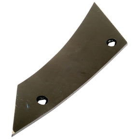 A curved, flat, black metal plate with two holes near opposite corners, compatible with Dowdeswell DDS. 
Product Name: Shin - RH (Dowdeswell) To fit as: 1333398 | Sparex Part No.S.127463
Brand Name: Sparex