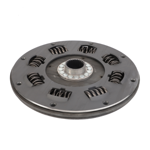 A metal automotive clutch plate featuring numerous springs evenly distributed around the inner ring, designed for compatibility with the Massey Ferguson 6400 Series, specifically identified as the AGCO Shock Absorber - product code 3792448M2.