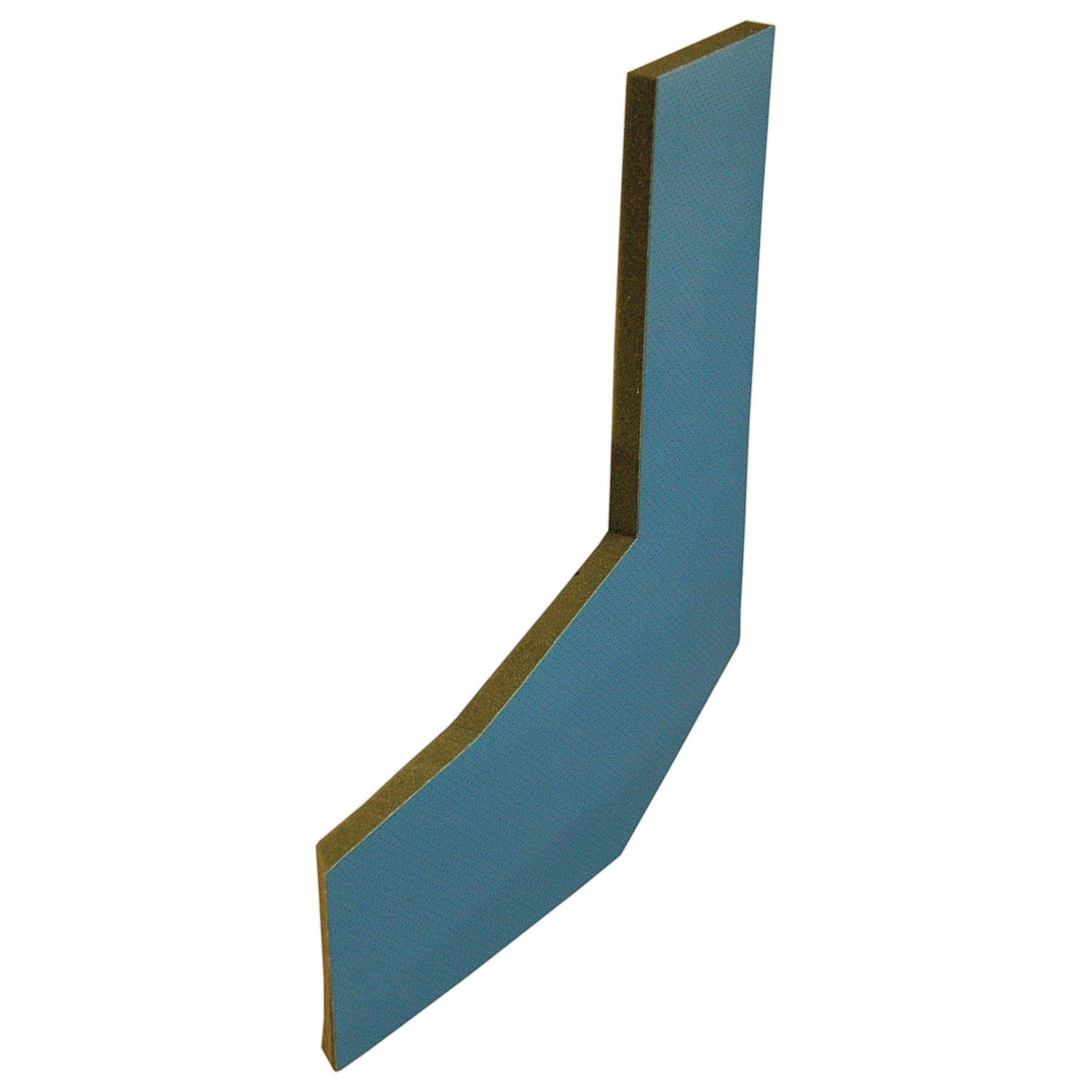 A blue and brown L-shaped three-dimensional object with a textured surface, resembling a section of foam or padding material, potentially useful as the Sparex Side Trim Panel LH (Sparex Part No.S.71361).